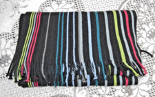 MENS MULTICOLOURED STRIPED SCARF WITH FRINGE.