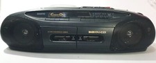 SANYO MCD-Z22L GHETTO BLASTER BOOMBOX 2 CASSETTES,RADIO,CD PLAYER NEEDS SPEAKERS