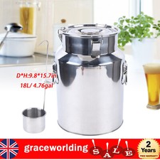18l Stainless Steel Milk Churn Can Milk Jug Canister W/carry Handle & Sealed Lid