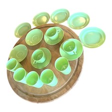Antique Plastic Dinnerware Set Jade Green Picnic Bandalasta England 1920 1930