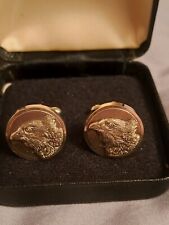 Rare Vintage RSPB Gold Colour Bird Of Prey Cufflinks in Original Box Pre-Loved