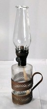 Vintage Small Lamplight Farms Oil Lamp & Glass Chimney Damaged See Description 