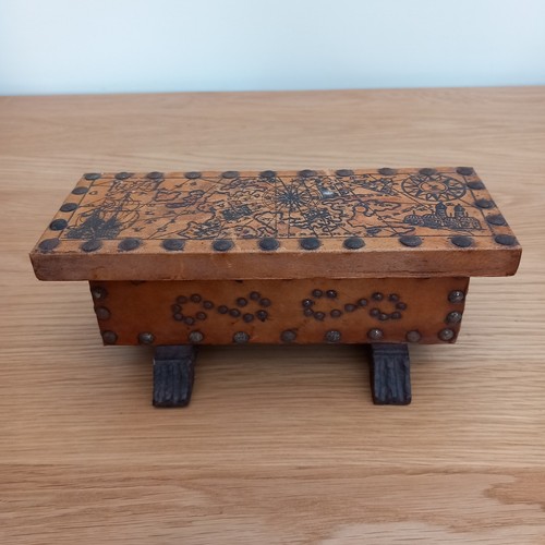 Vintage leather covered - leather, wooden