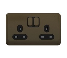 SCHNEIDER LISSE GGBL3020DBMBS. DOUBLE SOCKET,SCREWLESS MOCHA BRONZE BLACK INT