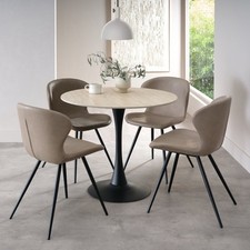 Mason Matt Beige Ceramic Circular Bistro Table With Black Base