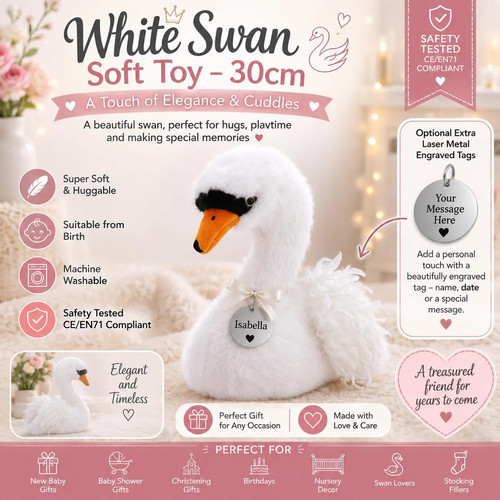 White swan soft toy - swan,