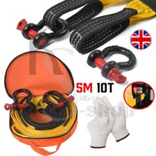 10 Ton Heavy Duty Towing Breakdown Recovery Strap Tow Rope 5 Meter w/ 2 Shackles