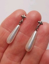 Vintage Sterling Faux Pearl Dangle Earrings *No Backs* R80H