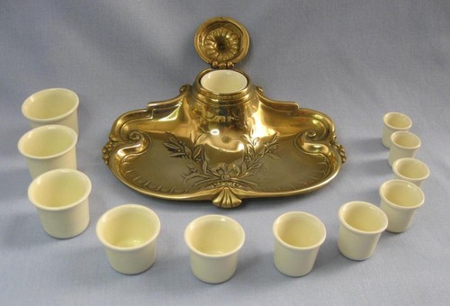 Cream ceramic inkwell insert - ceramic,