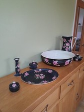 Antique Crown Ducal Wash Set. Wash Bowl, Pitcher, Soap Dish Candle Stick, Plate.