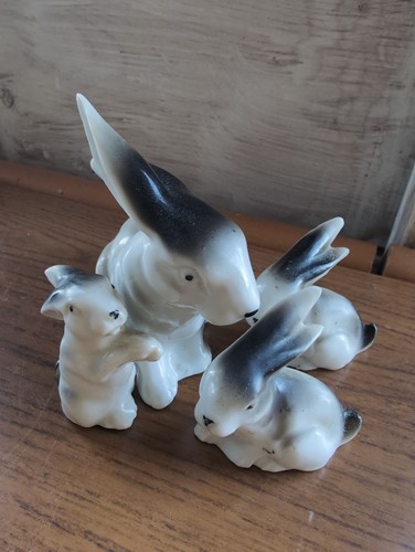 Ceramic rabbits 1312a antique - ceramic,