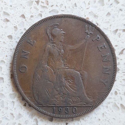1930 one penny coin - 1930, king