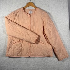 Tu Woman Quilted Jacket Size 16 Snap Light Pink Peach Padded Coat Packable Warm