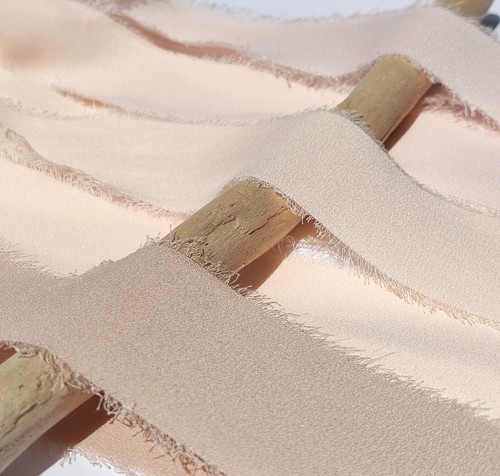 Beige chiffon ribbon - chiffon, neutral