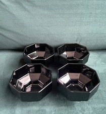 Arcoroc French Glass Octime Octagonal Black Bowls Stacking Bowl France Mini