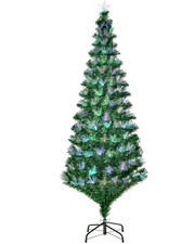 HOMCOM 6FT Multicoloured Christmas Tree w/ Fibre Optic Lights Pre-Lit  44-3-535