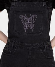 Disturbia Papillion Embroidered Denim Dungaree shorts size 30/ uk 12