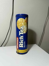 McVitie's Vintage Rich Tea Biscuits Empty Storage Tin Caddy Cylinder Tube