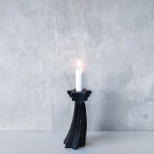 Vintage cast aluminium deco style star candle holder painted black