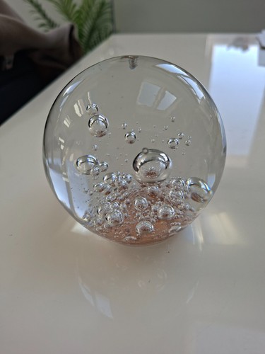 Large clear glass paperweight - glass,