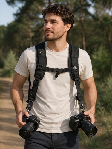 Double camera shoulder strap - double,