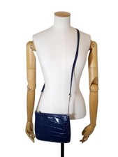 Modalu England Crossbody Bag Blue Croc Embossed Leather Small Size