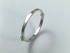 Solid 925 Silver Baby Children Plain Bangle FREE Personalised Christening Gift