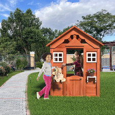 Wooden Kids Playhouse with 2