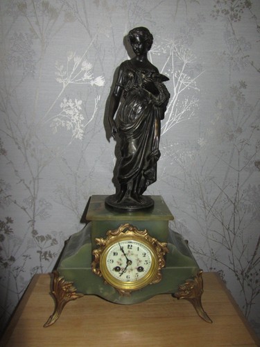 Antique french onyx bronzed - &,