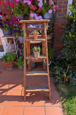 Lovely Old Vintage WOODEN STEP LADDER - Wedding Garden Patio Shop Stage DISPLAY