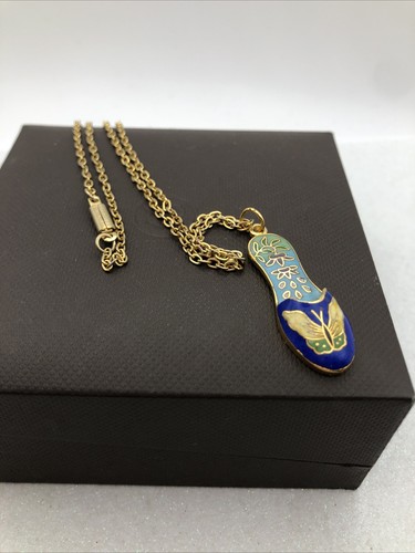 Vintage cloisonne shoe pendant - shoe,