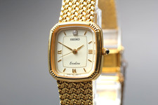 [Near MINT] SEIKO Exceline 7321-6600 Gold 1P Diamond 20mm Quartz Women's Watch
