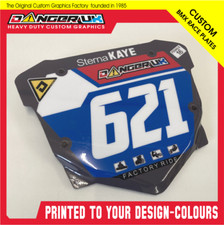 BMX RACE PLATE Complete hook and Loop fitting  Pro Custom printed Name Number