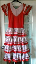 white/red flamenco dress. girls/ladies