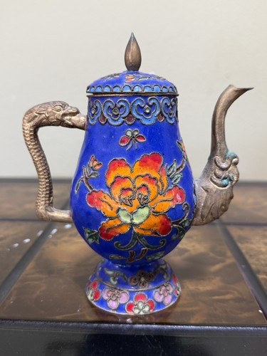Vintage cloisonné mini teapot - cloisonné,
