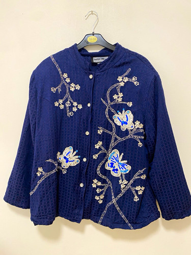 Indigo moon mandarin collar - moon,