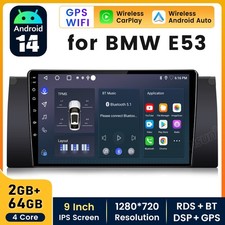 2+64GB Android 14 CarPlay Stereo Radio GPS Sat Nav For BMW X5 E53 2000-06 SWC BT