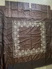 Chocolate Double Bed Duvet Cover &Pillowcase Set, Sateen & Embroidered