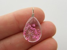2 Dried flower pink glass