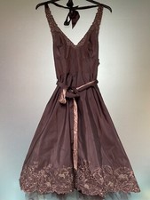 MONSOON STUNNING VINTAGE BROWN SILK PROM DRESS NET UNDERSKIRT, WORN ONCE SIZE 10