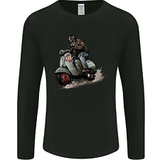 Scooter Skull MOD Moped Motorcycle Biker Mens Long Sleeve T-Shirt