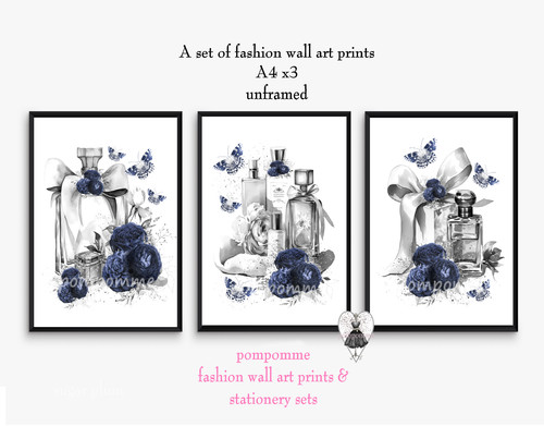 Navy grey fashion prints - navy,,