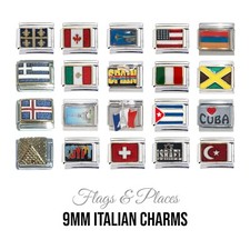 Flags and places 9mm Italian charm  - fits 9mm classic Italian charm bracelets
