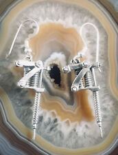 Tattoo Gun drop earrings 925 silver dangle hook Gothic Biker Punk Emo tattooist.