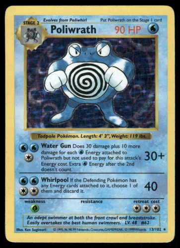 Pokemon cards poliwrath 102 - poliwrath, 13/102