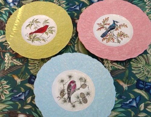 Upcycled vintage bird plates - vintage,