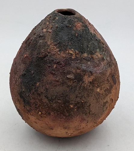 Raku fired studio pottery vase - studio,