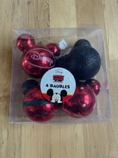 Disney - Mickey Mouse Shaped Christmas Baubles Set Of 4