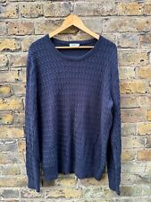 J.LINDEBERG Mens Jumper XL Sweatshirt Cotton Pullover Cable Knit Sweater Blue