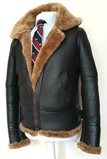 SUPERB QUALITY AVIATOR B-3 STYLE SHEEPSKIN BOMBER JACKET - S - HEAVY DUTY - VGC
